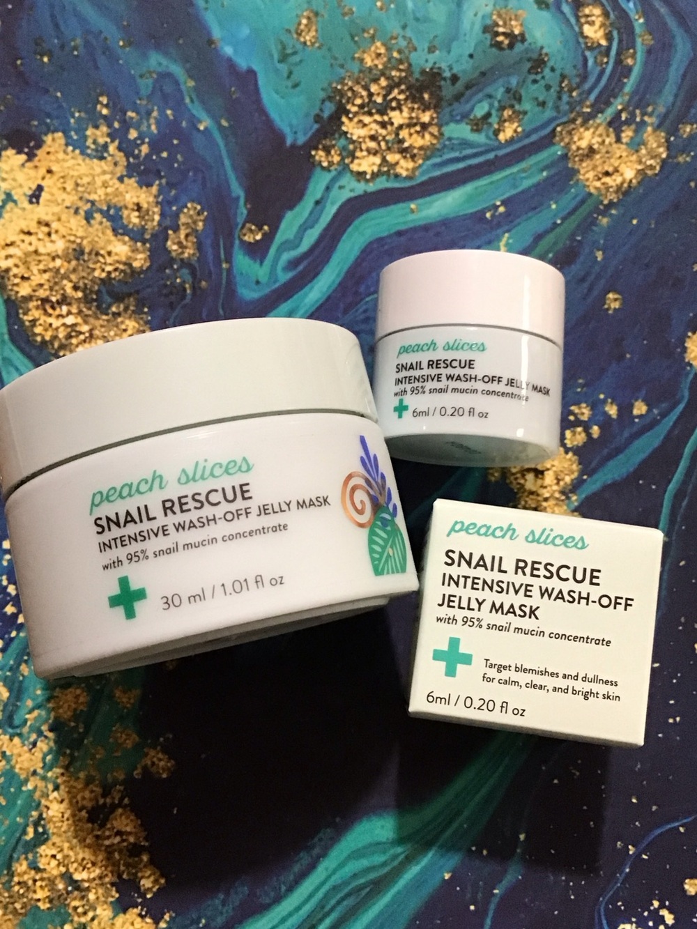 Peach Slices Snail Rescue Intensive Wash-Off Jelly Masks, 2 sizes